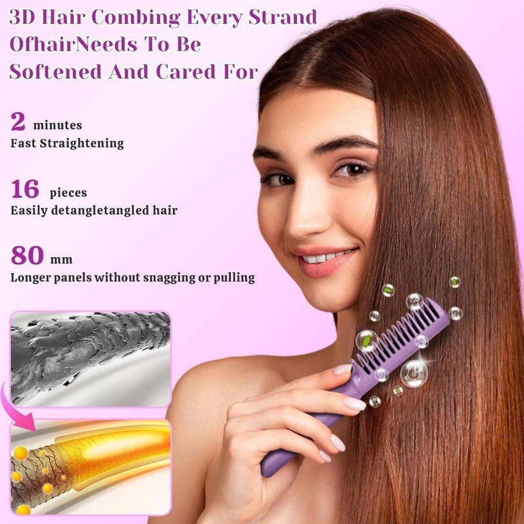 Meneflix Cordless Mini Hair Straightener & Hot Comb – Rechargeable, Portable (18.5 cm)