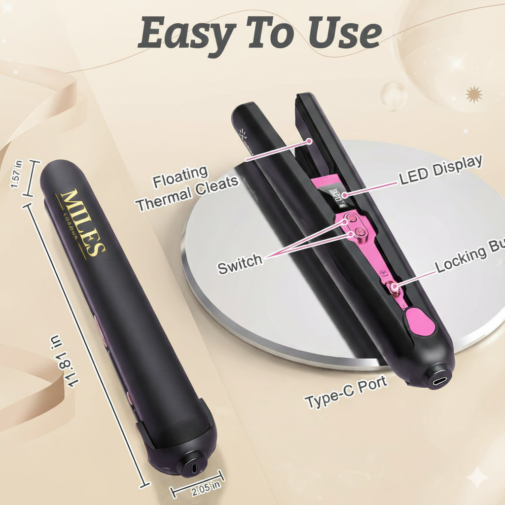 Miles London — Ultra Smooth-Pro.  9600 mAh Cordless Hair Straightener