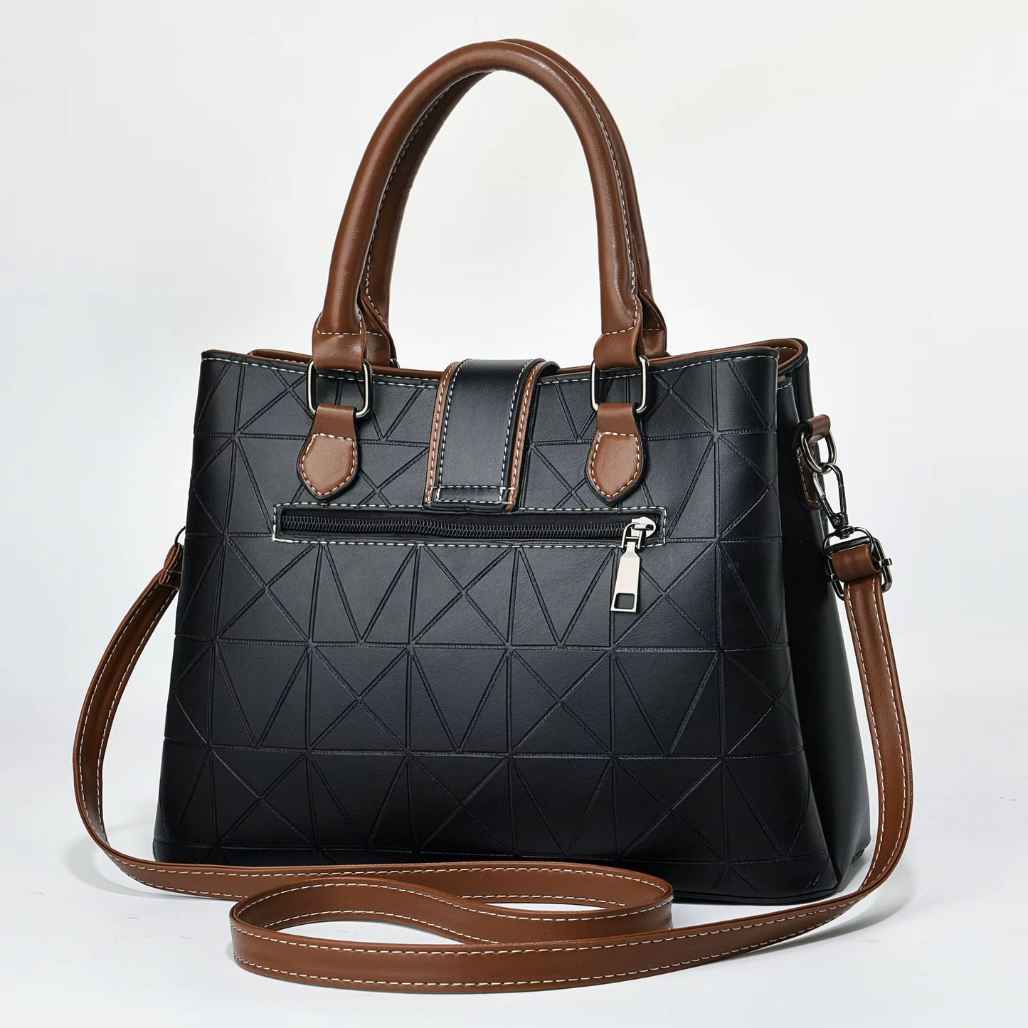 Miles London Geometric Tote Bag for Women | Structured Everyday Carryall | Black