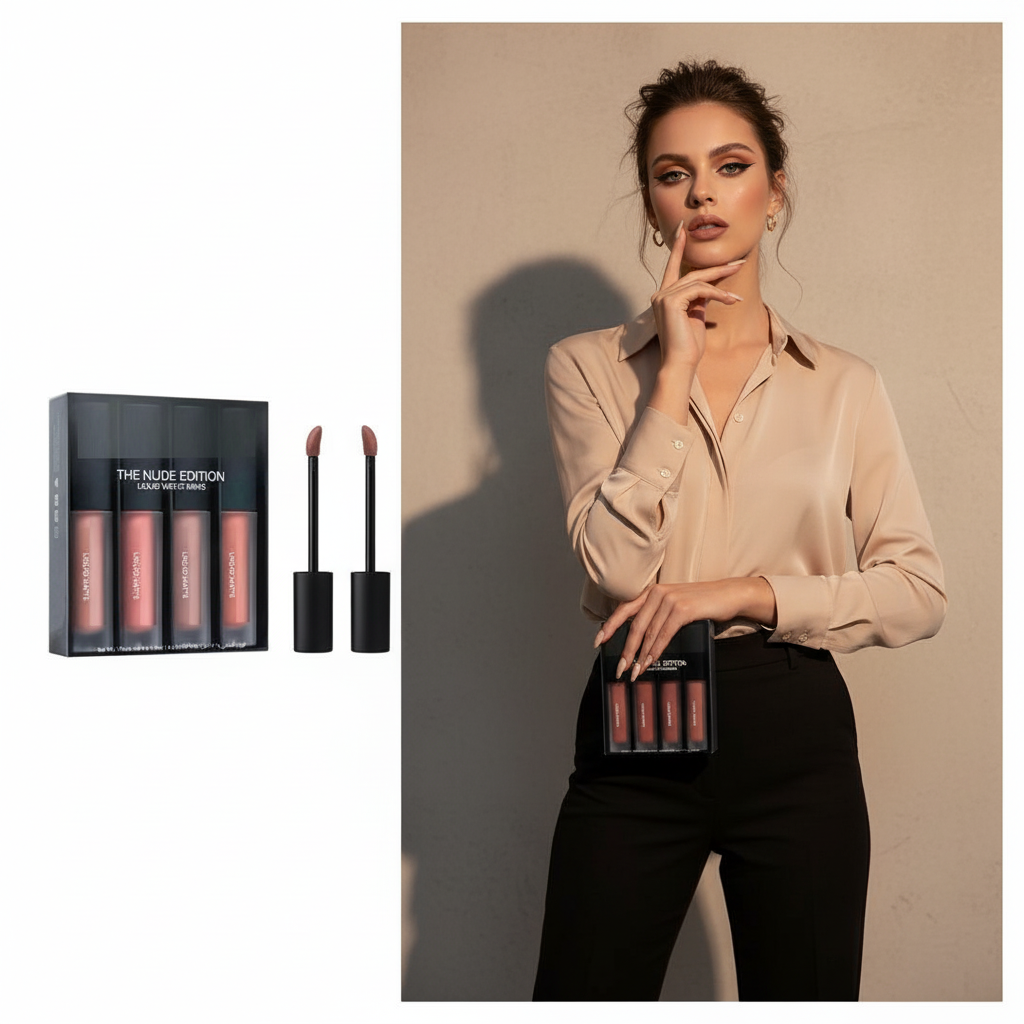 Nude Red Edition Different Shades Liquid Lipstick Set of 4 (16ml)